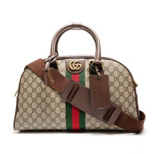 Gucci GG Supreme Duffle Bag/Boston Bag, 2-Way Handbag, 723309, Brown